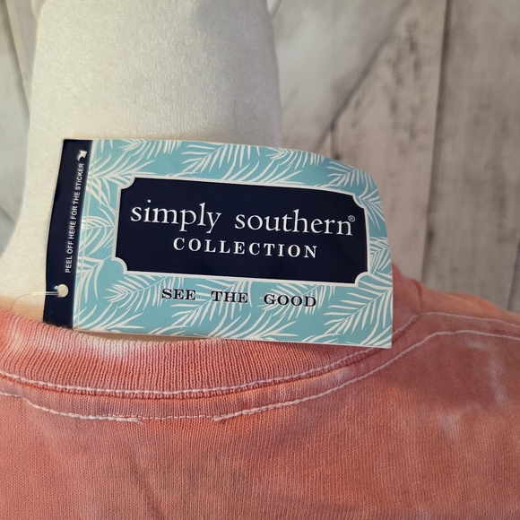 NWT Simply Southern Long Sleeve Tee - Coral and Purple - Picture 5 of 6